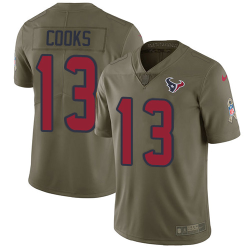Nike Texans #13 Brandin Cooks Olive Youth Stitched NFL Limited 2017 Salute To Service Jersey